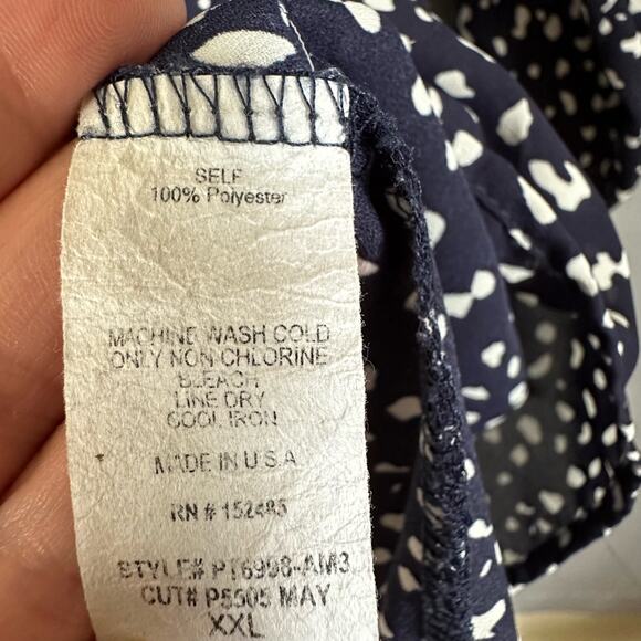 Womens PaperMoon StitchFix Navy Blue White Dot 3/4 Sleeve Flowy Tunic Blouse XXL - Picture 7 of 7